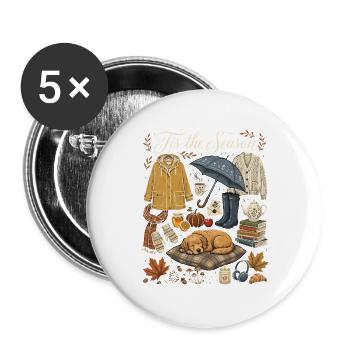 Herbstzauber Kuscheloutfit - Buttons groß 56 mm (5er Pack) - Weiß - Vorne