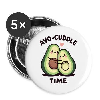 Avo-Kuschelzeit - Buttons groß 56 mm (5er Pack) - Weiß - Vorne