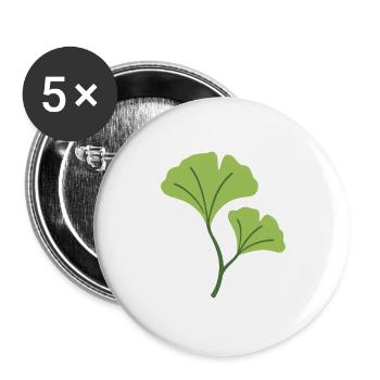Ginkgo Pflanze Illustration Geschenkidee - Buttons groß 56 mm (5er Pack) - Weiß - Vorne