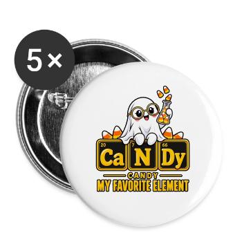Geister Candy Elemente Design - Buttons groß 56 mm (5er Pack) - Weiß - Vorne
