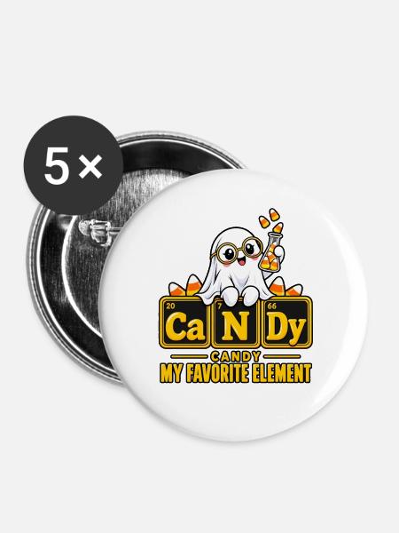 Geister Candy Elemente Design - Buttons groß 56 mm (5er Pack) - Weiß
