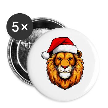 Weihnachten Löwe - Buttons groß 56 mm (5er Pack) - Weiß - Vorne