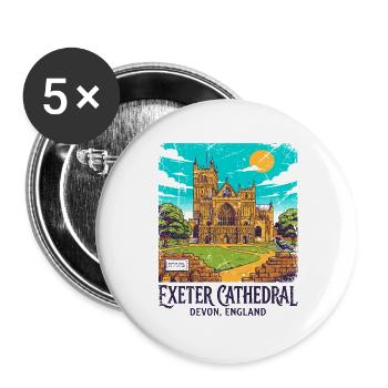 City Vintage Exeter Cathedral Devon England Sept - Buttons groß 56 mm (5er Pack) - Weiß - Vorne