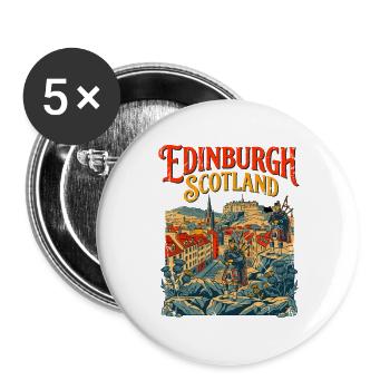 Vintage Edinburgh Scotland Cityscape With - Buttons groß 56 mm (5er Pack) - Weiß - Vorne