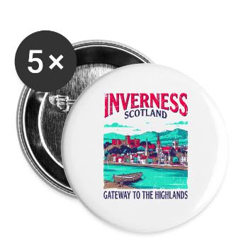 City Inverness Scotland Gateway To The Highlands - Buttons groß 56 mm (5er Pack) - Weiß - Vorne
