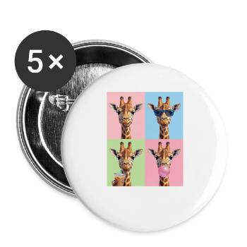 Giraffen Giraffe - Buttons groß 56 mm (5er Pack) - Weiß - Vorne