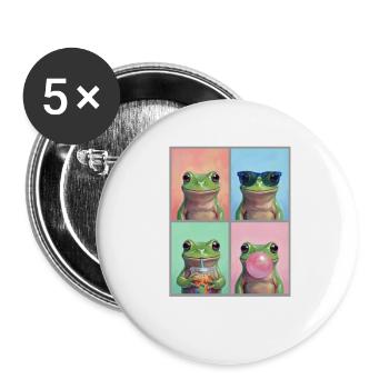 Frösche Frosch - Buttons groß 56 mm (5er Pack) - Weiß - Vorne