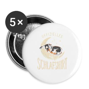 Dackel Offiziell Müde Schlafender Hund Auf Kissen - Buttons groß 56 mm (5er Pack) - Weiß - Vorne