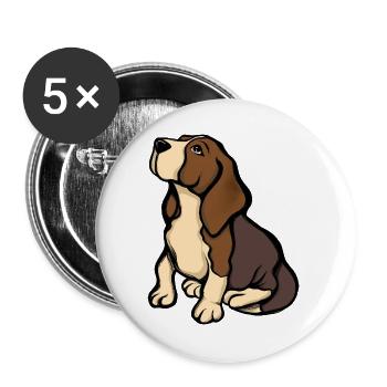 Beagle-Porträt in warmen Tönen - Buttons groß 56 mm (5er Pack) - Weiß - Vorne