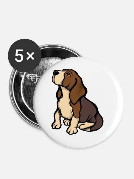 Beagle-Porträt in warmen Tönen - Buttons groß 56 mm (5er Pack) - Weiß