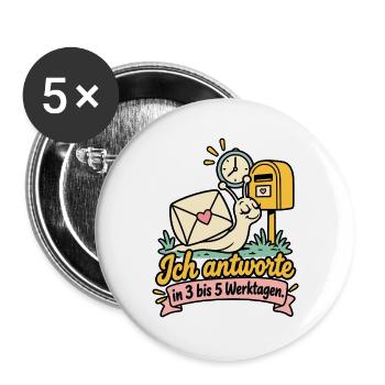 Ich antworte in 3 bis 5 Werktagen - Buttons groß 56 mm (5er Pack) - Weiß - Vorne