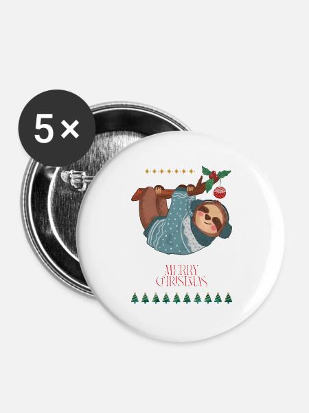 Lustiger Weihnachtslemur, der am Ast hängt - Buttons groß 56 mm (5er Pack) - Weiß