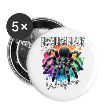 Schwarze Vogelspinne Flüsterer - Buttons groß 56 mm (5er Pack) - Weiß - Vorne