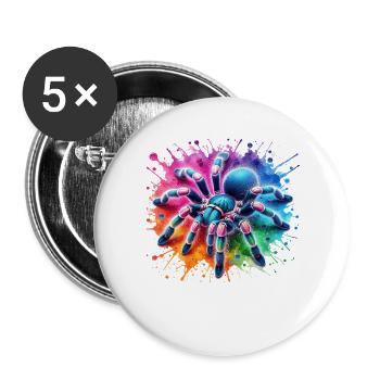 Gooty Saphir Tarantel Motiv - Buttons groß 56 mm (5er Pack) - Weiß - Vorne