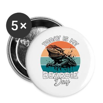 Bartagame - Buttons groß 56 mm (5er Pack) - Weiß - Vorne