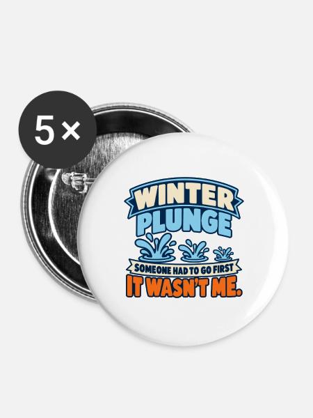 Winter Sprung Kaltwasser-challenge Schwimmfinisher - Buttons groß 56 mm (5er Pack) - Weiß