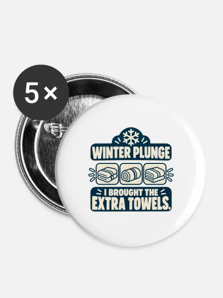 Winter Sprung Kaltwasser-challenge Schwimmfinisher - Buttons groß 56 mm (5er Pack) - Weiß