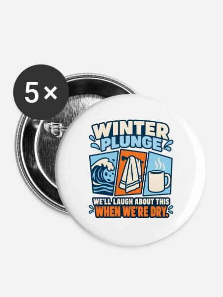 Winter Sprung Kaltwasser-challenge Schwimmfinisher - Buttons groß 56 mm (5er Pack) - Weiß