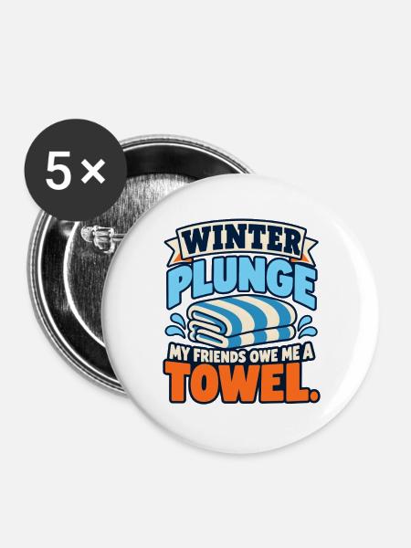 Winter Sprung Kaltwasser-challenge Schwimmfinisher - Buttons groß 56 mm (5er Pack) - Weiß