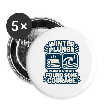 Winter Sprung Kaltwasser-challenge Schwimmfinisher - Buttons groß 56 mm (5er Pack) - Weiß - Vorne