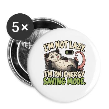 Ich bin nicht faul Energiesparmodus - Buttons groß 56 mm (5er Pack) - Weiß - Vorne
