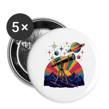 Teleskop Astronomie – Sternenhimmel - Buttons groß 56 mm (5er Pack) - Weiß - Vorne