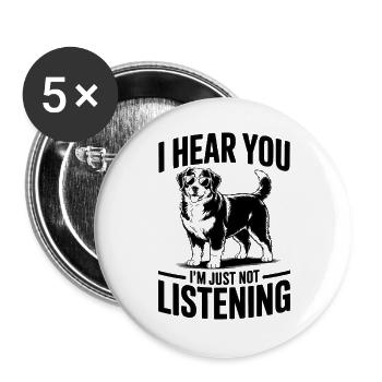 Berner Sennenhund Witz Berner Sennenhund Geschenk  - Buttons groß 56 mm (5er Pack) - Weiß - Vorne