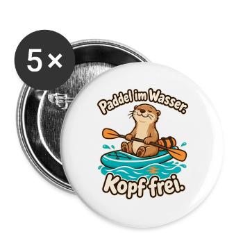 Paddeln Kajak Kanu SUP Paddler Wassersport - Buttons groß 56 mm (5er Pack) - Weiß - Vorne