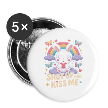 Shut Up And Kiss Me Küss Mich Einfach Valentinstag - Buttons groß 56 mm (5er Pack) - Weiß - Vorne