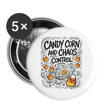 Candy Corn and Chaos Control – Halloween - Buttons groß 56 mm (5er Pack) - Weiß - Vorne