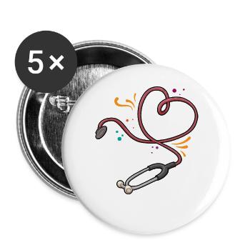 Nurse Life Stethoskop - Buttons groß 56 mm (5er Pack) - Weiß - Vorne