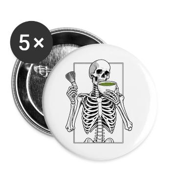 Matcharitual mit Skelett - Buttons groß 56 mm (5er Pack) - Weiß - Vorne