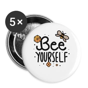 Biene dich selbst - Buttons groß 56 mm (5er Pack) - Weiß - Vorne