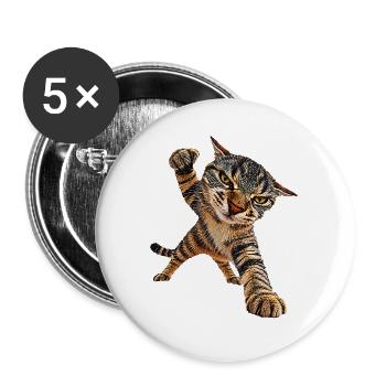 Katze - Buttons groß 56 mm (5er Pack) - Weiß - Vorne