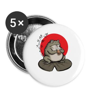 Kröte trinkt Bubble Tea Tuschezeichnung - Buttons groß 56 mm (5er Pack) - Weiß - Vorne