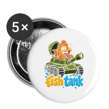 Fisch im Tank Cartoon-Motiv - Buttons groß 56 mm (5er Pack) - Weiß - Vorne