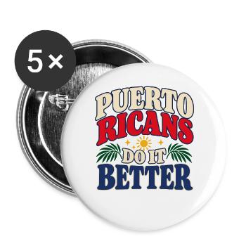 Puerto Rico Farben Rot Blau Weiß - Buttons groß 56 mm (5er Pack) - Weiß - Vorne