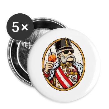 Kaiser Franz Joseph mit Sonnenbrille – K&K - Buttons groß 56 mm (5er Pack) - Weiß - Vorne