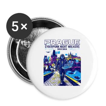 Programmer Prague Cyberpunk Night Walkers Bohemia - Buttons groß 56 mm (5er Pack) - Weiß - Vorne