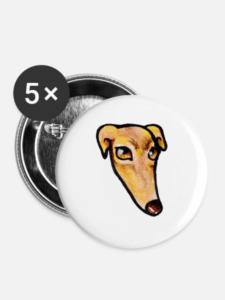 Warmes Skizzen-Hundeporträt - Buttons groß 56 mm (5er Pack) - Weiß