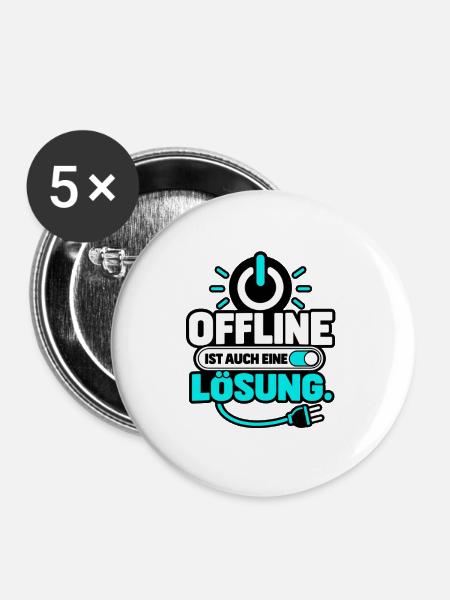 Offline ist auch eine Lösung - Buttons groß 56 mm (5er Pack) - Weiß