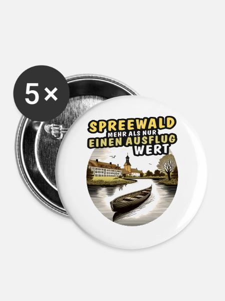SPREEWALD AUSFLUG - Buttons groß 56 mm (5er Pack) - Weiß