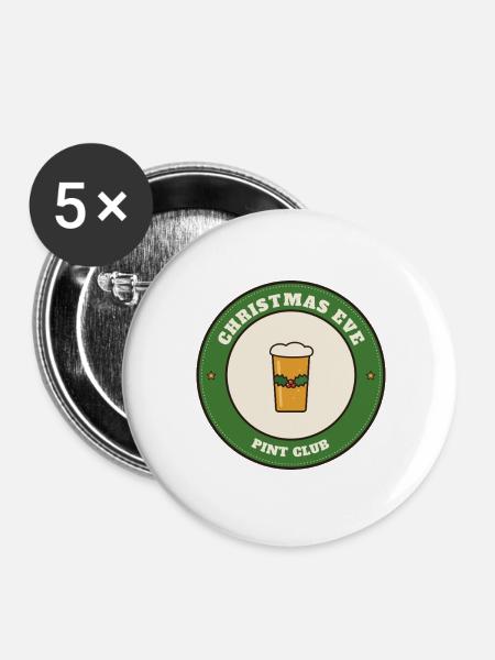 Heiligabend-Pint-Club - Buttons groß 56 mm (5er Pack) - Weiß