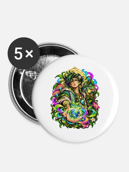 Ökologie und Schutz der Lebenden × Psychedelika. - Buttons groß 56 mm (5er Pack) - Weiß