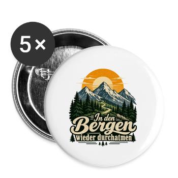 In den Bergen wieder durchatmen - Buttons groß 56 mm (5er Pack) - Weiß - Vorne