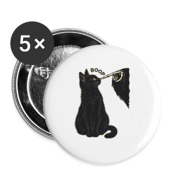 Boop – Schwarze Katze und Knochenhand - Buttons groß 56 mm (5er Pack) - Weiß - Vorne