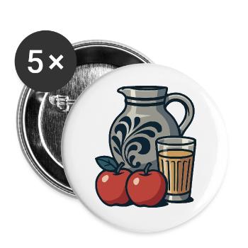Apfelwein - Buttons groß 56 mm (5er Pack) - Weiß - Vorne