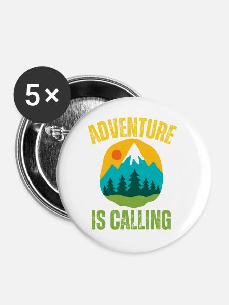 Advenure is Calling - Buttons groß 56 mm (5er Pack) - Weiß