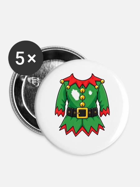Elfenkostüm mit Glocken-Details - Buttons groß 56 mm (5er Pack) - Weiß