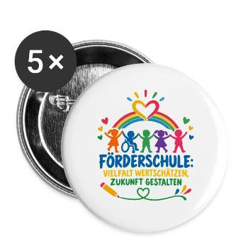 FÖRDERSCHULE Sonderpädagogik - Buttons groß 56 mm (5er Pack) - Weiß - Vorne